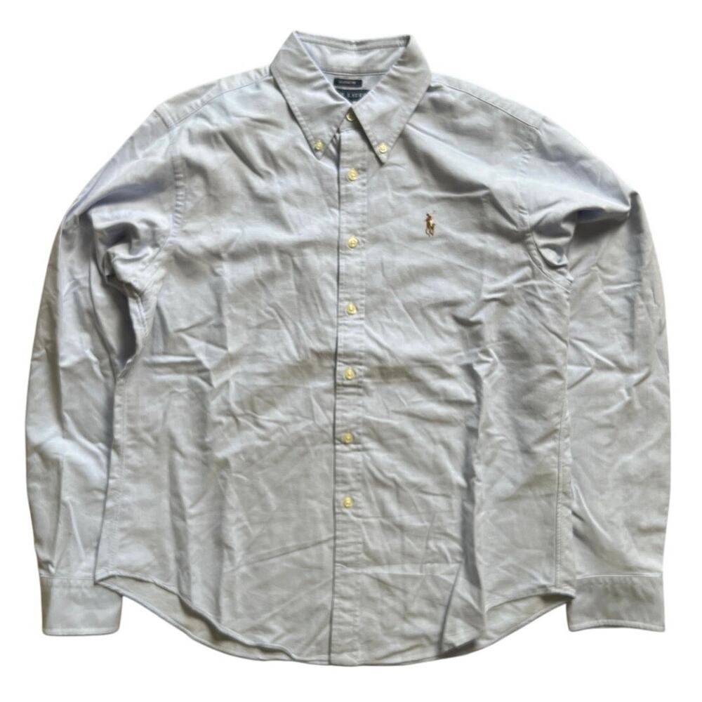 Ralph Lauren Custom Dress Shirt Mens Button Up Long Sleeve Blue Junior 14 Blue